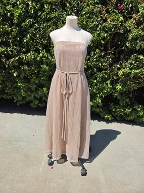 Petal & Pup Farley Strapless Maxi Dress Women's XS Rose Gold Stripe Lurex Sample